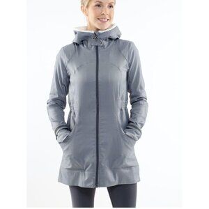 Lululemon Apres Run Anorak Hooded Jacket Coat Ghost Coal Herringbone Size 4